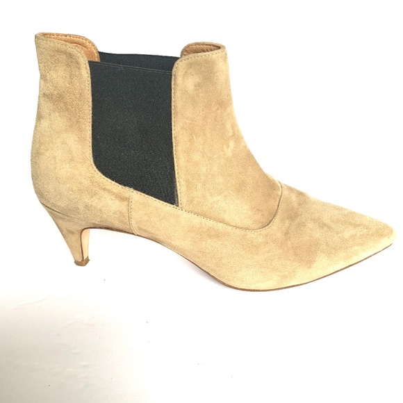 J. Crew Shoes - J. Crew Tan Suede Pointed Kitten Heel Booties 9.5
